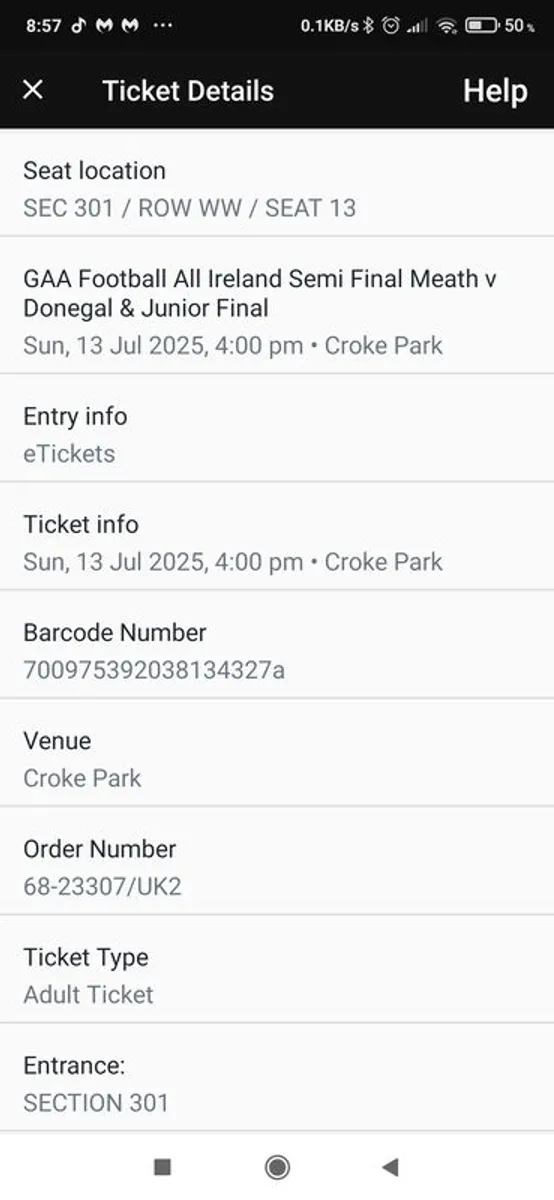 GAA Semi final tickets, Donegal V Meath - Image 2