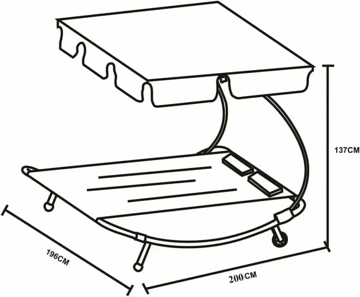 Lounger with Canopy for 2 People Outdoor Use - Image 3