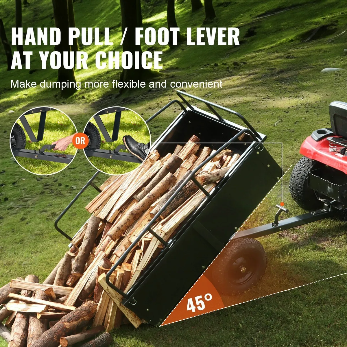 Heavy Duty ATV Trailer Steel Dump Cart, 750-Pound - Image 4
