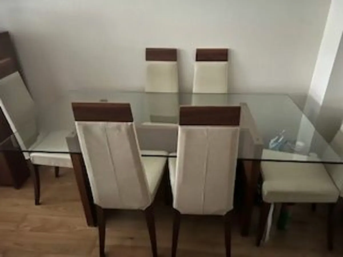 Glass Dining Table and 6 leather chairs - Image 3