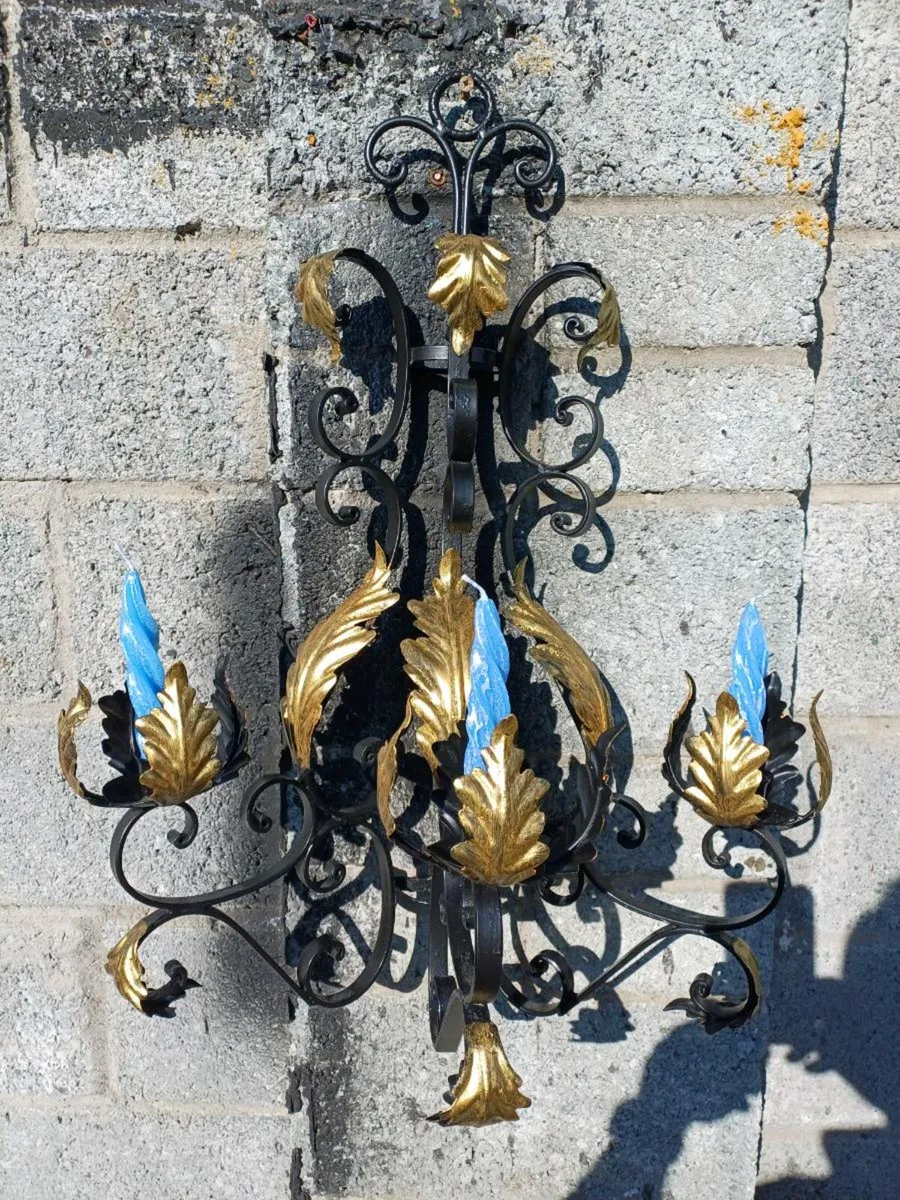 1970s Wrought Iron Candle Holder - Image 1