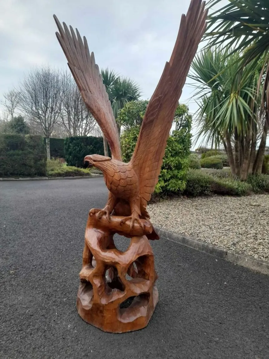 Lifesize Solid Teak  Eagle  (6'3"High) - Image 2