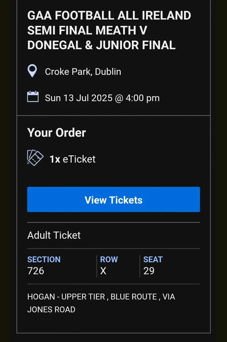 1 GAA Ticket- Meath V Donegal