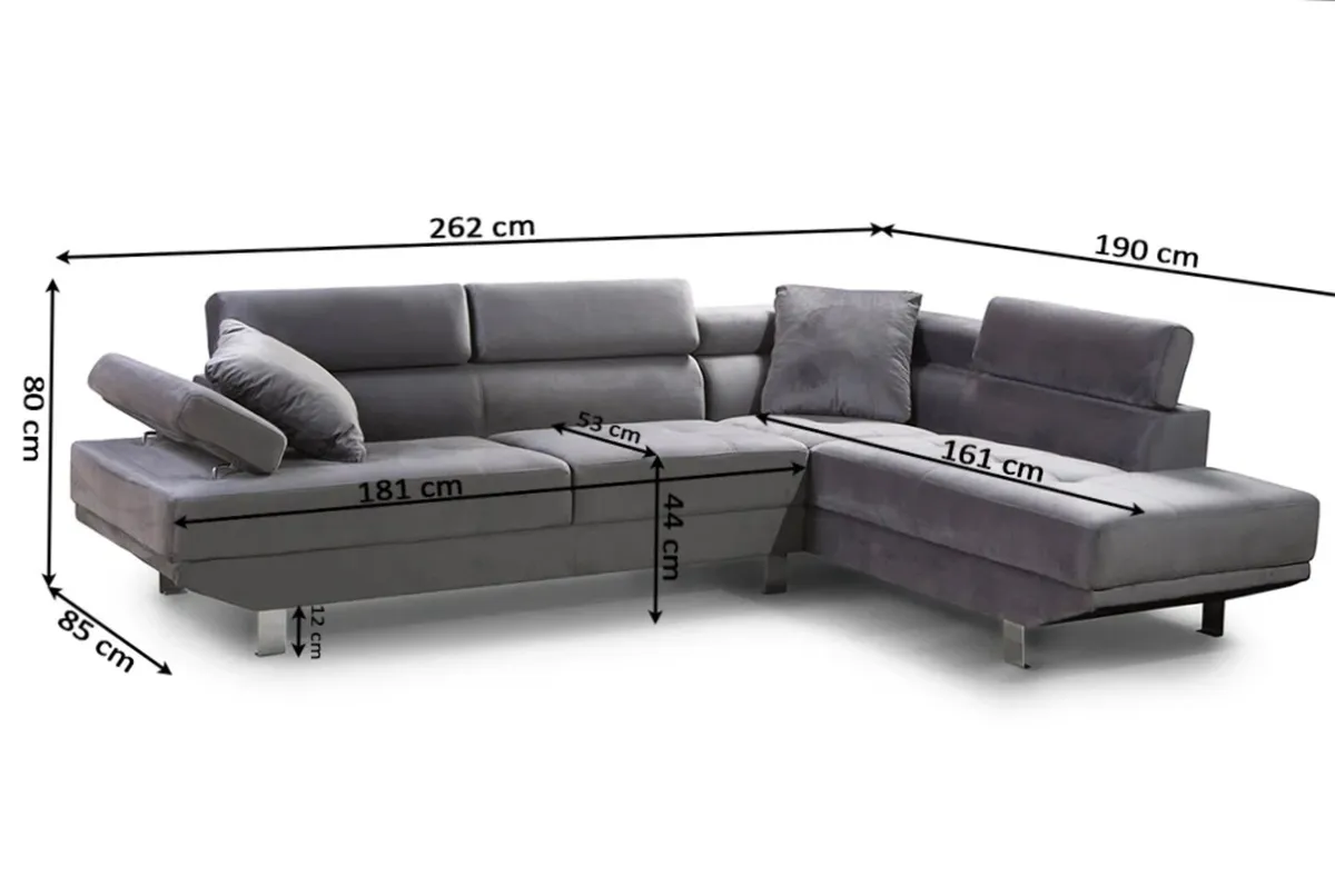 Grey Corner Velvet Sofa | Elegant Design, Soft Tou - Image 4