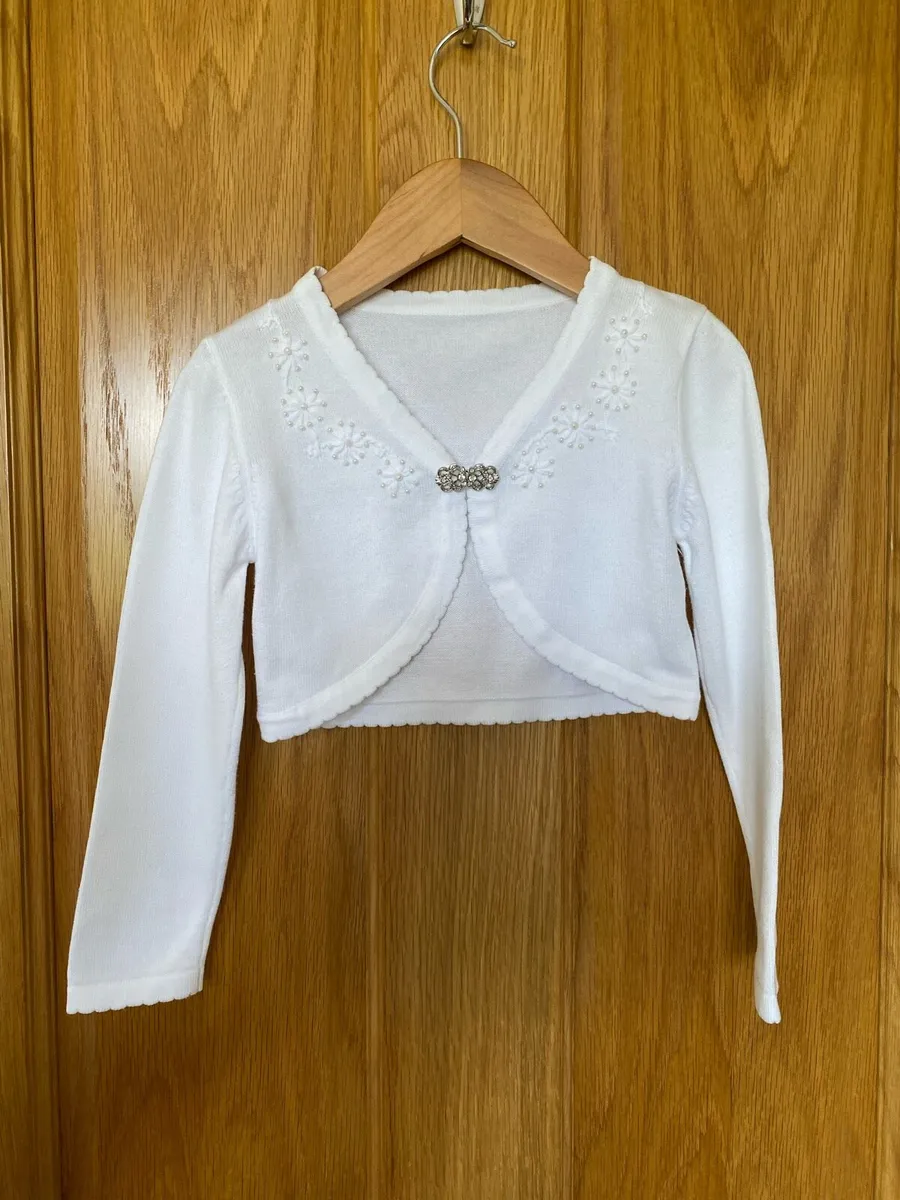 Elegant White Bolero / Cardigan with Pearl Details - Image 1