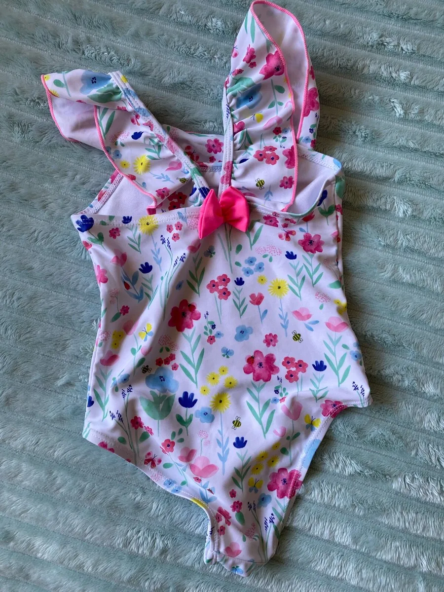 Girls Floral Print Swimming Suit - Image 3
