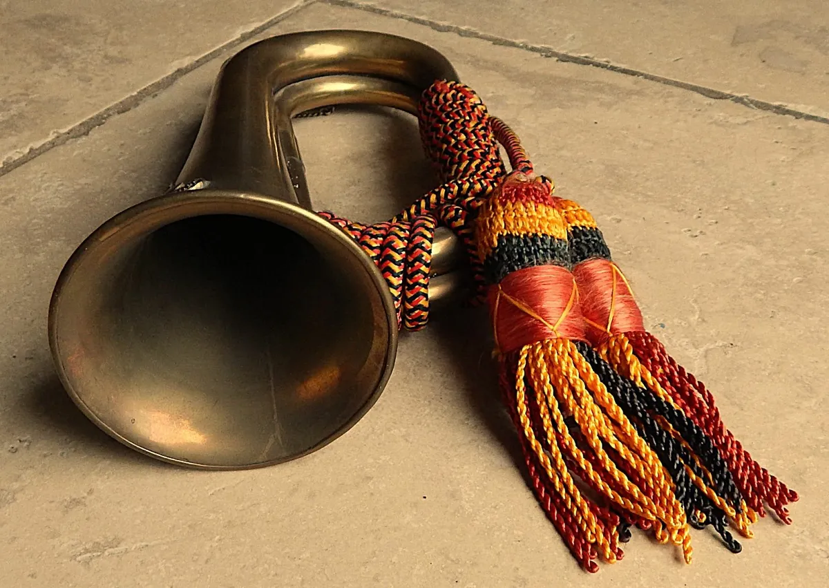 Vintage Royal Artillery Brass Bugle with Tassels - Image 4