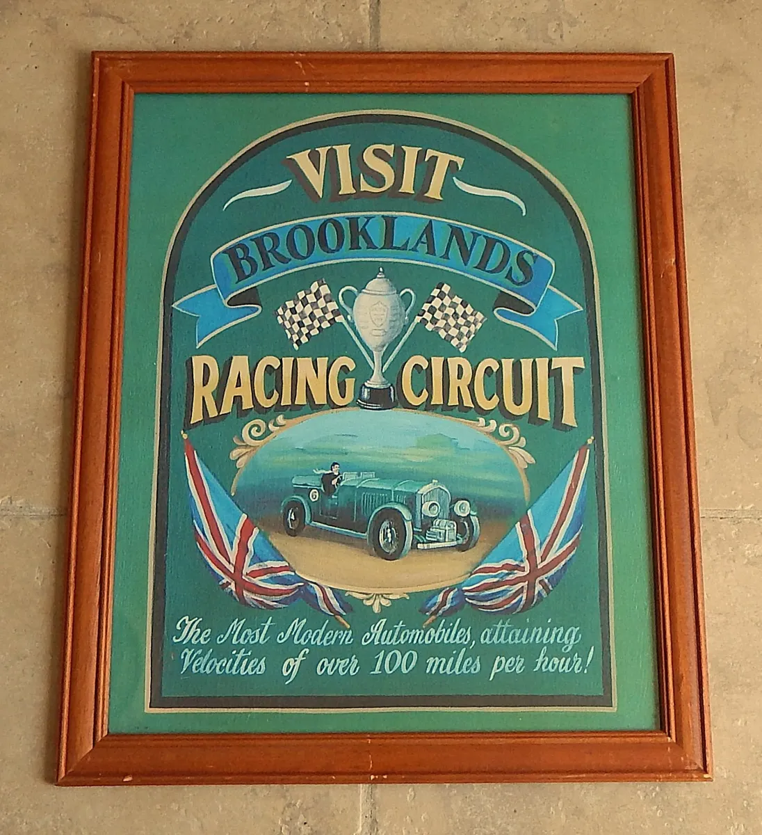 Vintage Large Brooklands Racing Circuit Poster - Image 1
