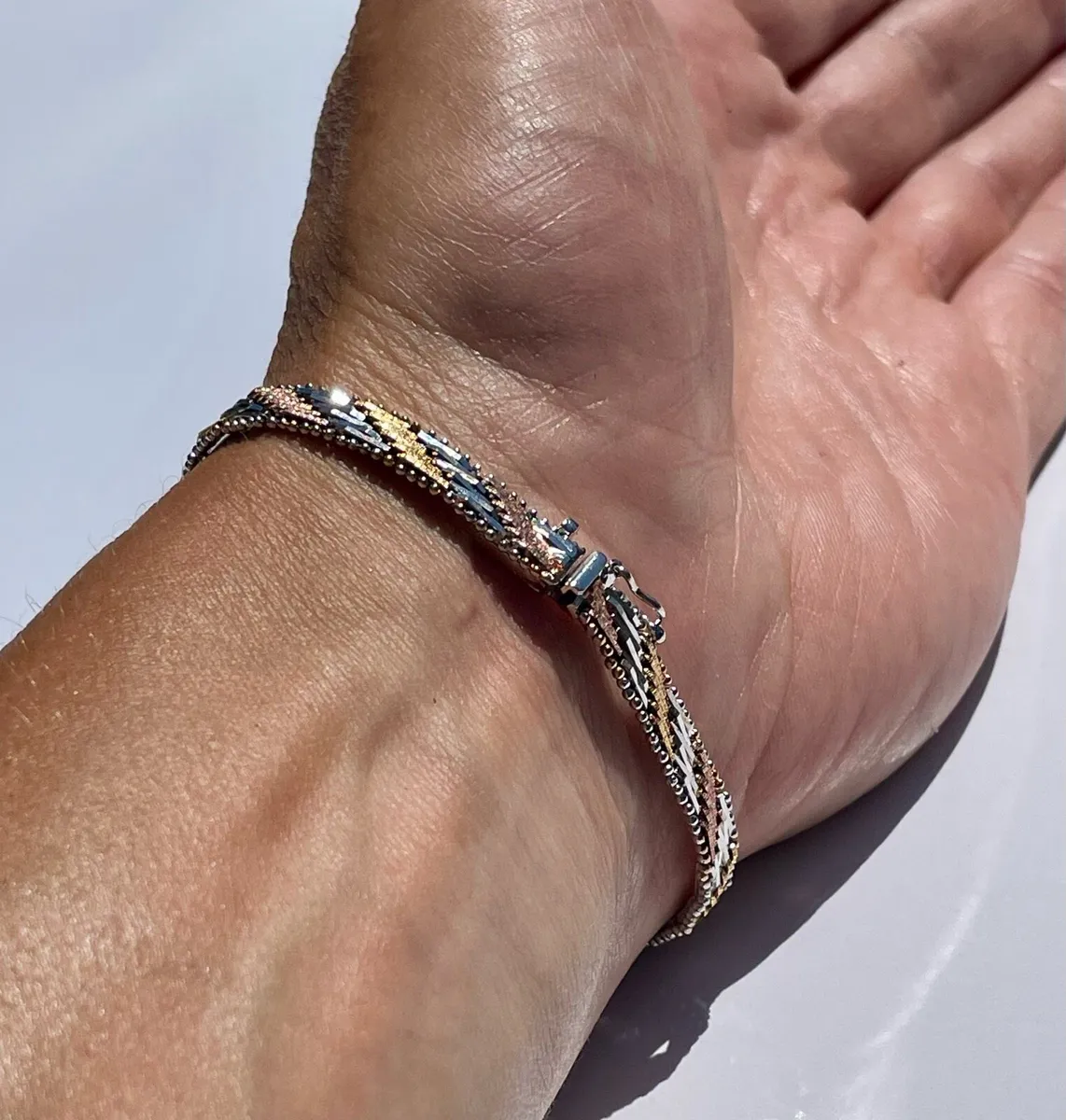 925 Italian Silver Tricolor Bracelet - Image 2