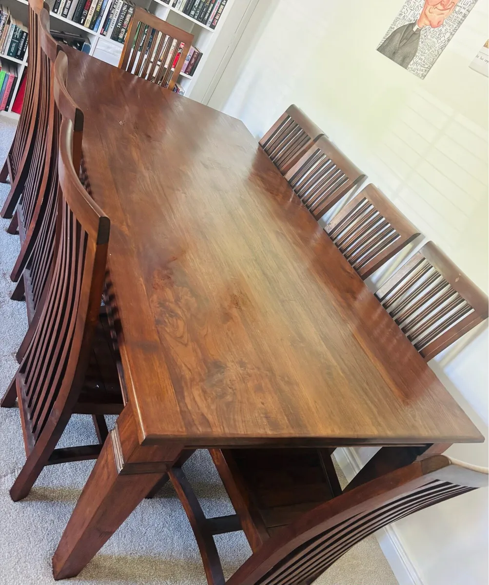 IMMACULATE  Solid Teak Wood Table 10 Dining Chairs - Image 1