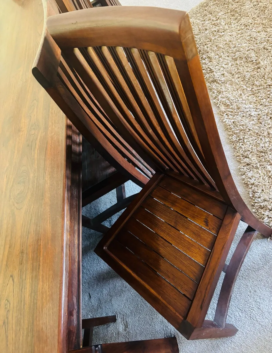 IMMACULATE  Solid Teak Wood Table 10 Dining Chairs - Image 2