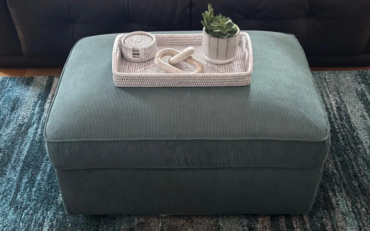 Beautiful grey/turquoise footstool with storage! - Image 2