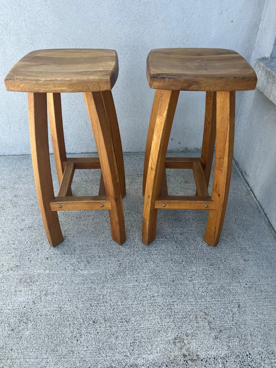 2 solid oak bar stools