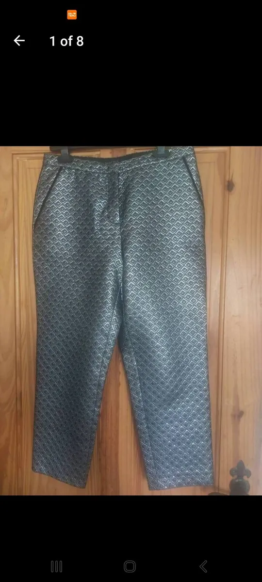 Marks and Spencers silver brocade cropped pants - Image 1