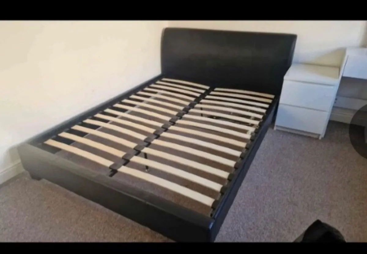 Black  Leatherette Double bed base