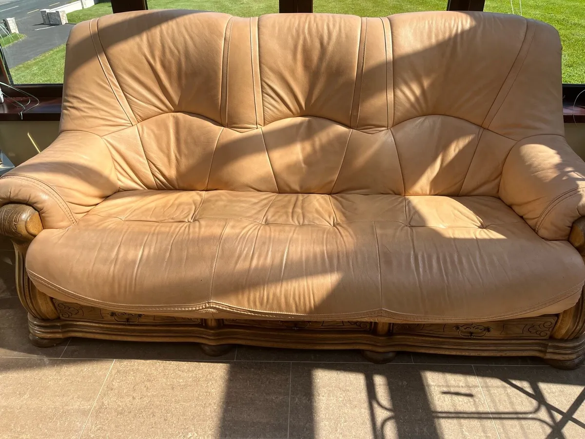 Leather 3 seater couch - Image 2