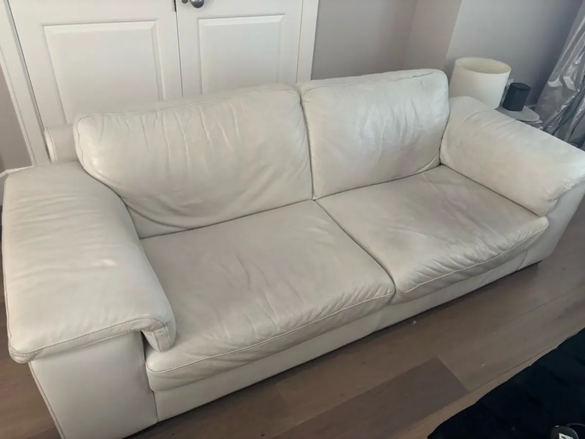 Natuzzi Cream leather sofa, 3x1x1 - Image 4