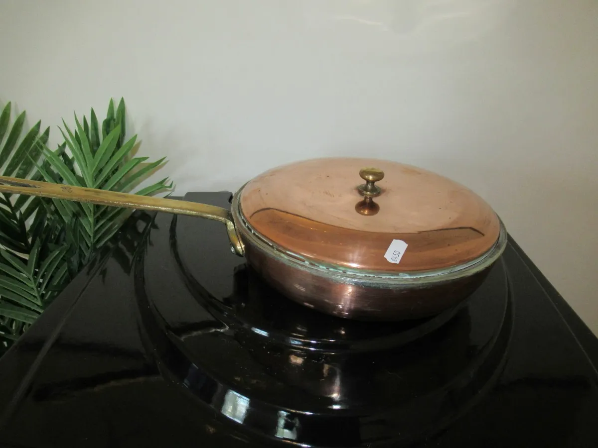 antiques vintage Mauviel  copper brass frying pan - Image 2