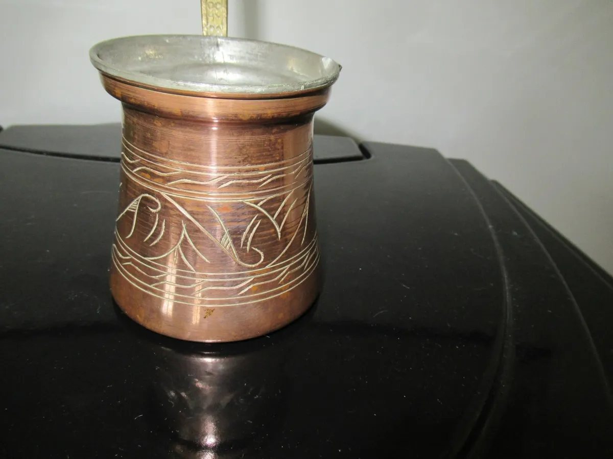 antique vintage brass jug coffee tin ladel RARE - Image 1