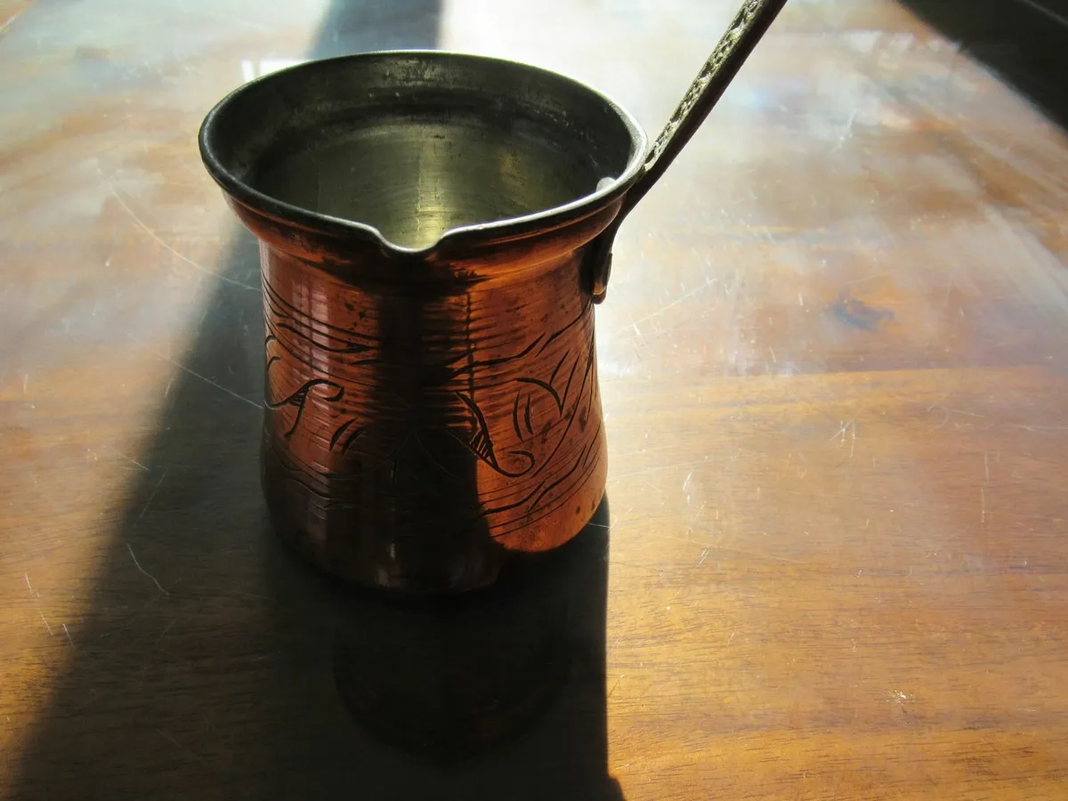 antique vintage brass jug coffee tin ladel RARE - Image 3