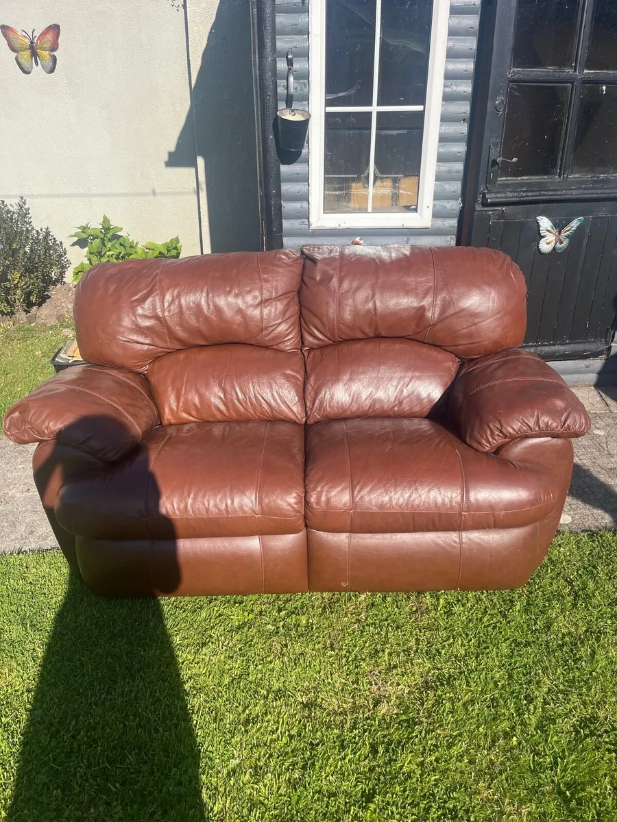Brown leather sofa - Image 1