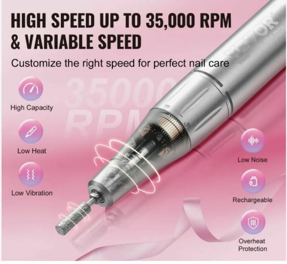 Electric Rechargeable Nail Drill 35000RPM - Image 3