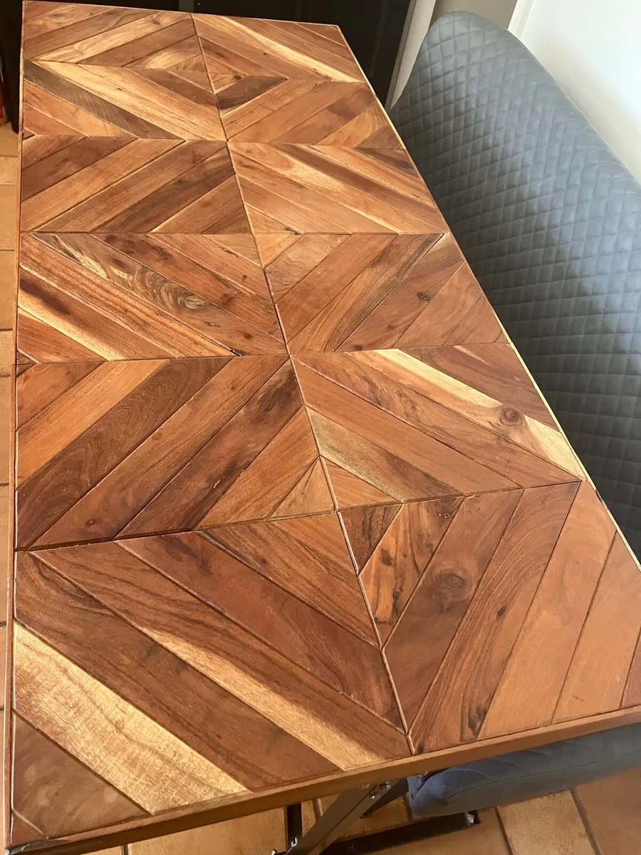 Dining Table Herringbone with Bench & stools - Image 2