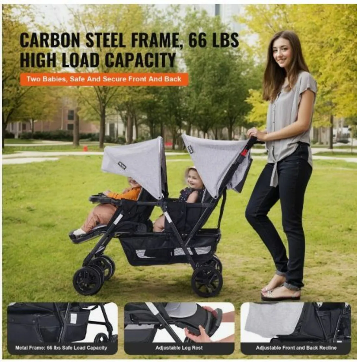 Double Stroller Foldable Lightweight - Image 3