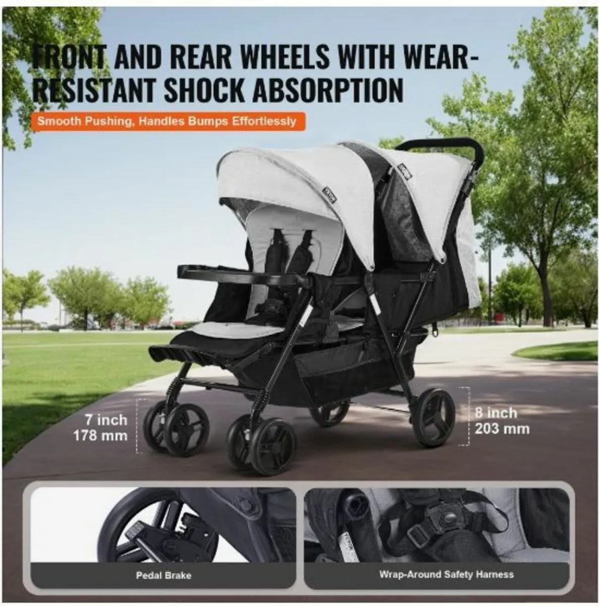 Double Stroller Foldable Lightweight - Image 4