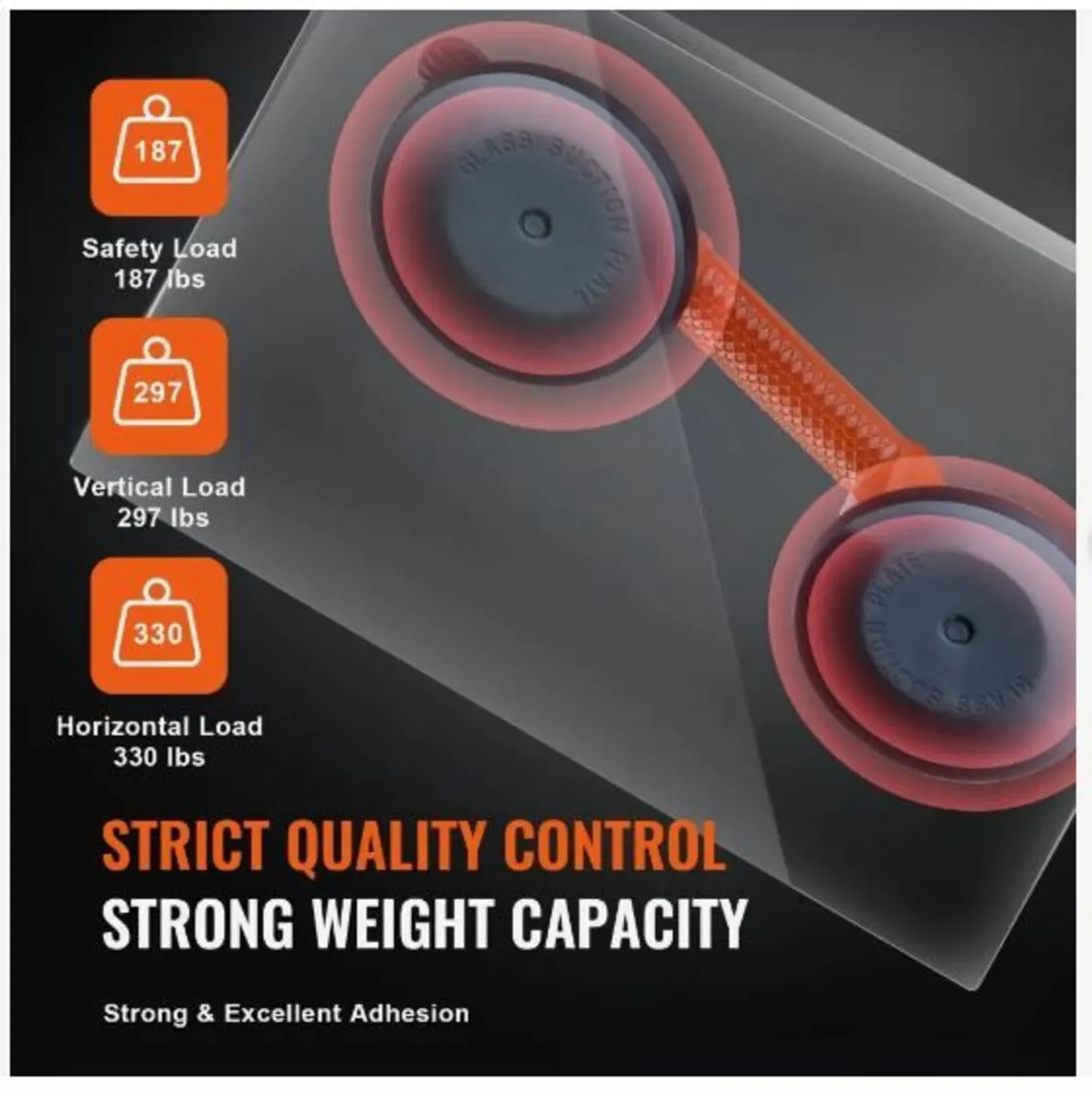Glass Suction Cup, 4.7" 2 Pack 330 lbs Load Capaci - Image 4
