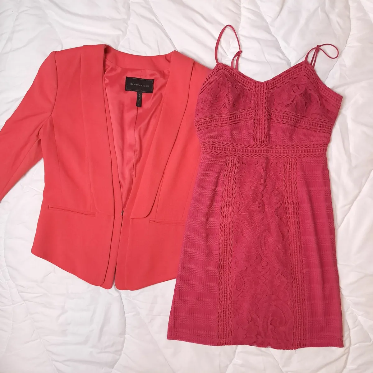 Bundle Pink Mini Dress & Red Cropped Blazer 6-8UK - Image 1