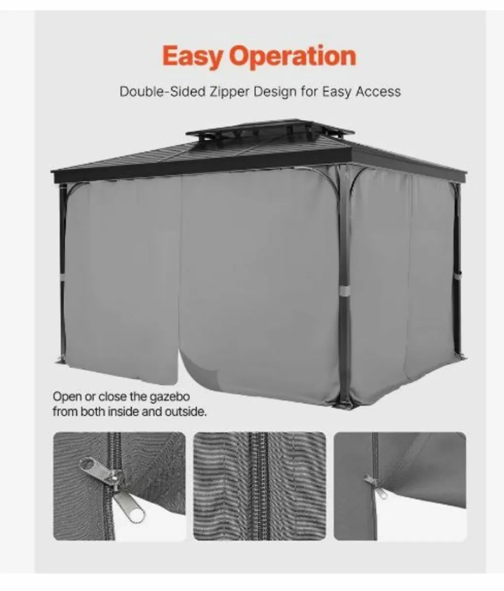 Gazebo Privacy Curtain 12' x 10' x 6.7' Waterproof - Image 2