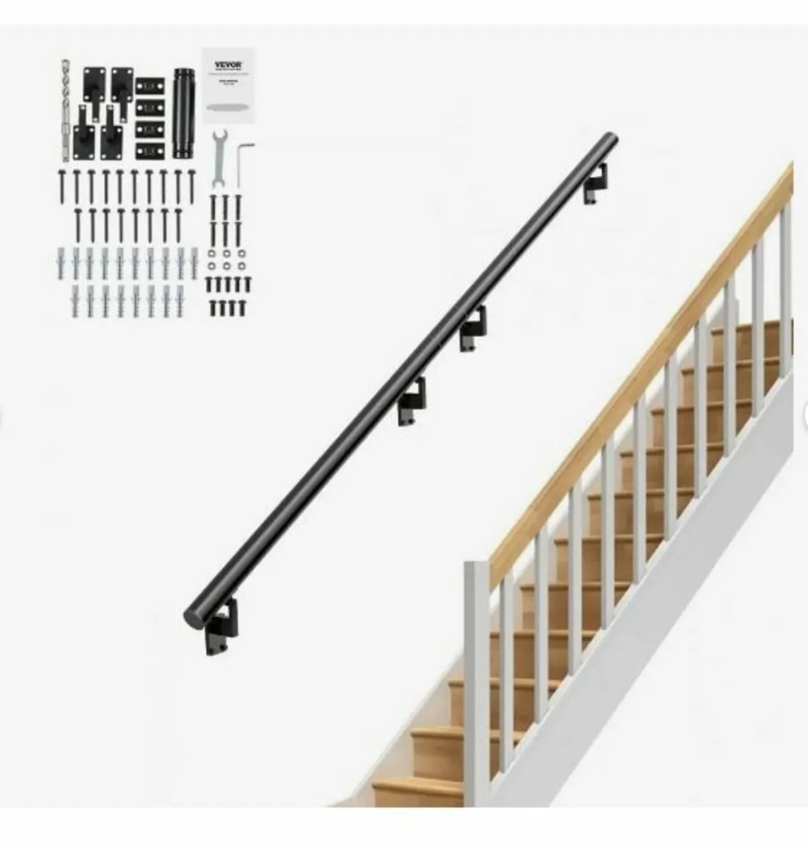 Handrail Stair Railing, 12 ft, Wall Mount - Image 1