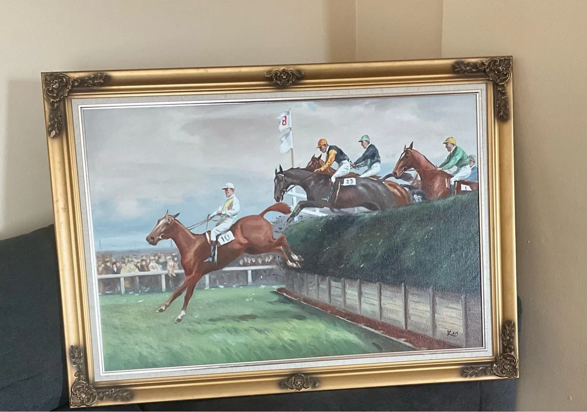 Horse Racing Painting. Signed - Image 3