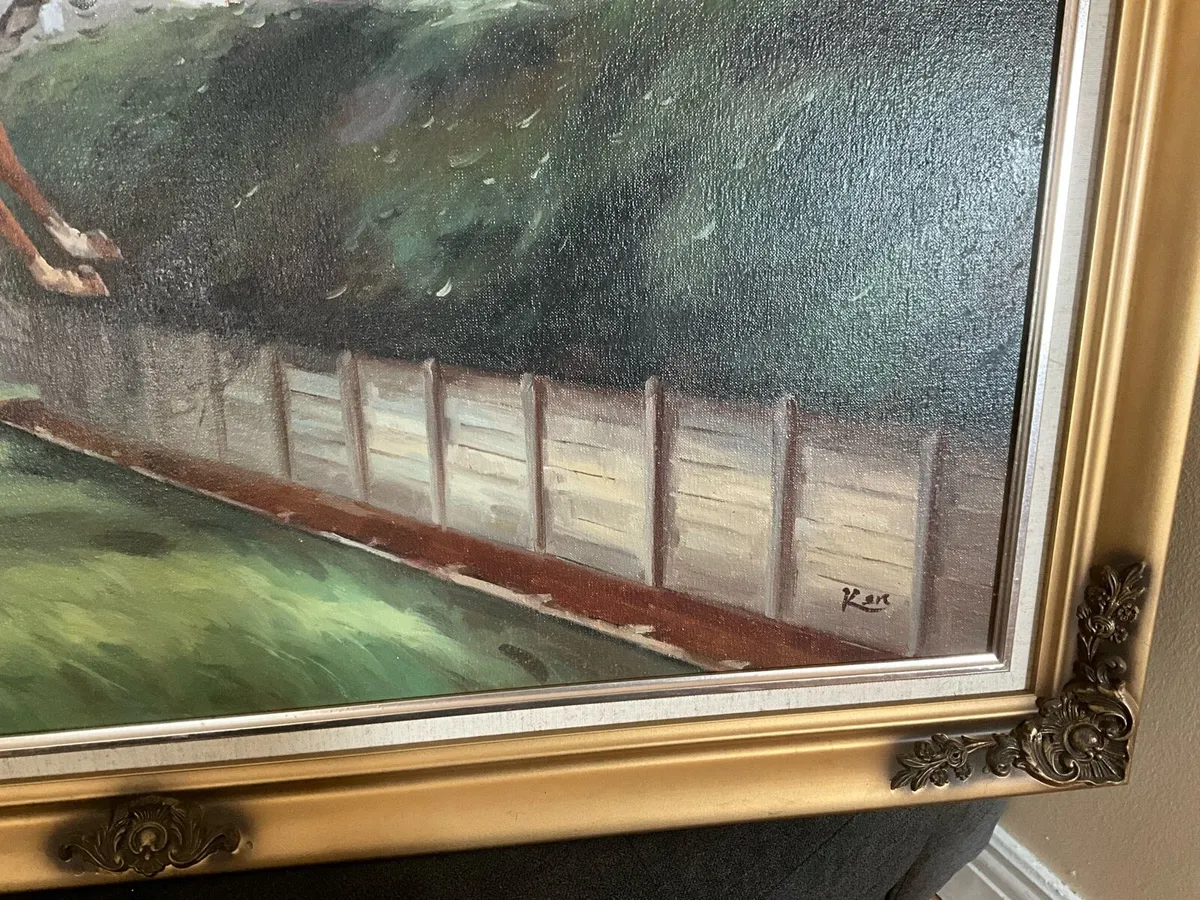 Horse Racing Painting. Signed - Image 4