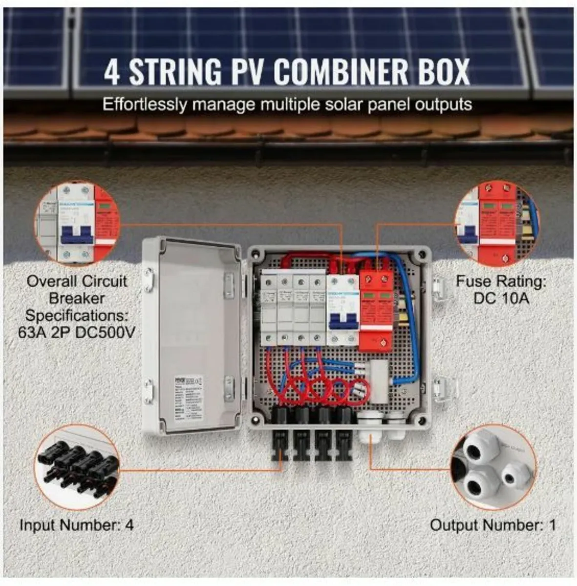 Solar PV Combiner Box 4 String 10A for Solar Pane - Image 3