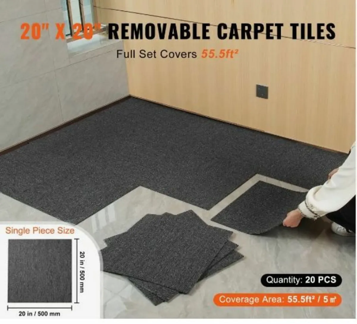 Carpet Tiles Reusable, 20"x 20" Carpet - Image 3