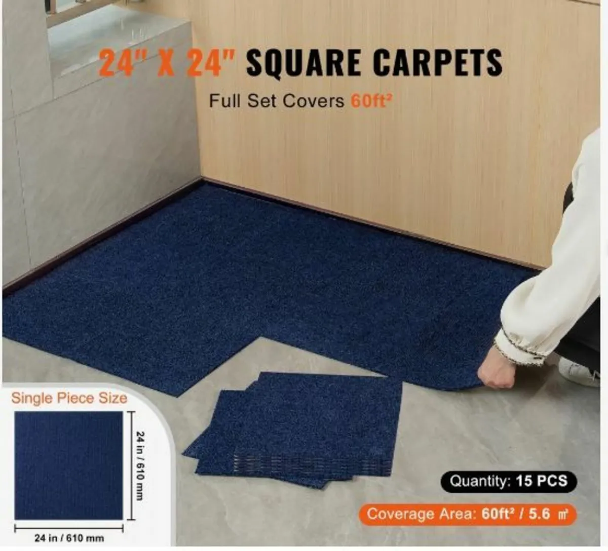 Carpet Tiles Peel and Stick, 24” x 24” Squares - Image 3