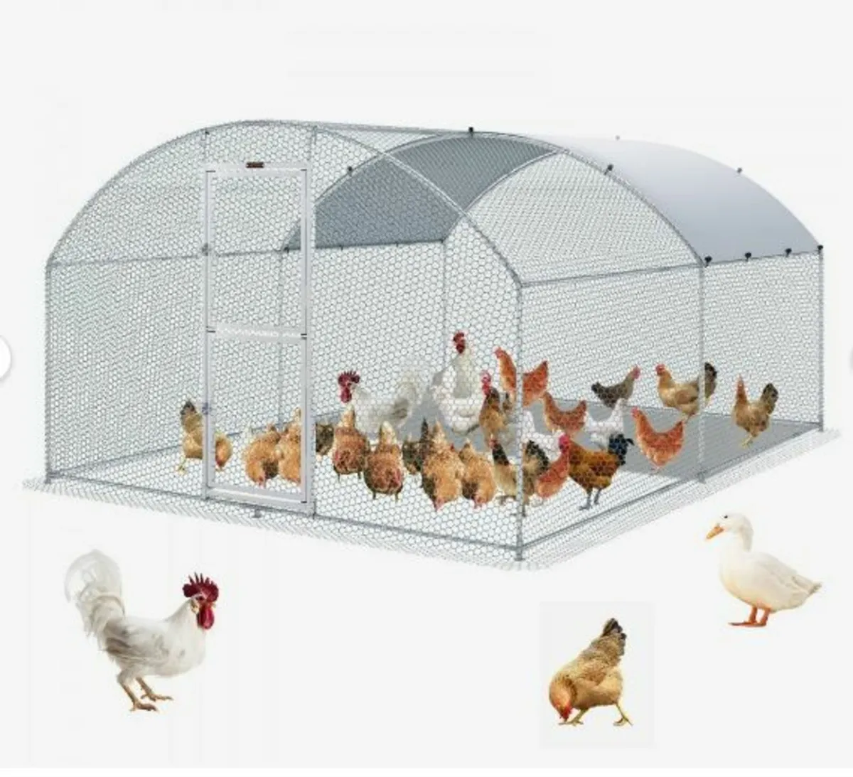 Large Metal Chicken Coop with Run, Walkin - Image 1