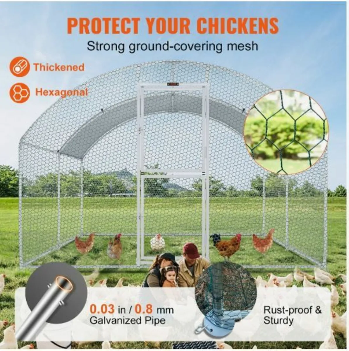 Large Metal Chicken Coop with Run, Walkin - Image 3