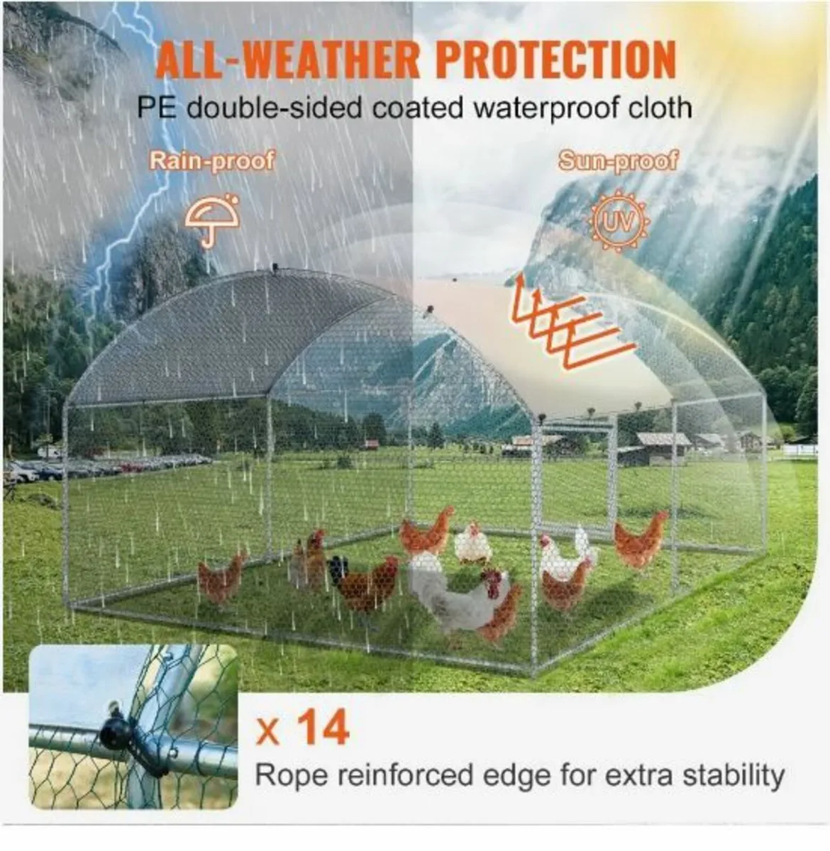 Large Metal Chicken Coop with Run, Walkin - Image 4