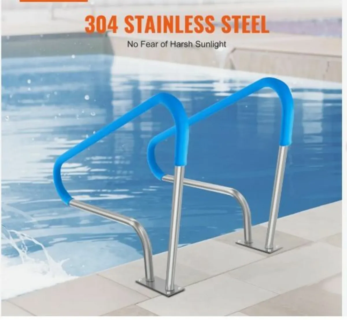 Pool Handrail 2 PCS 48x36in Stainless Steel - Image 2