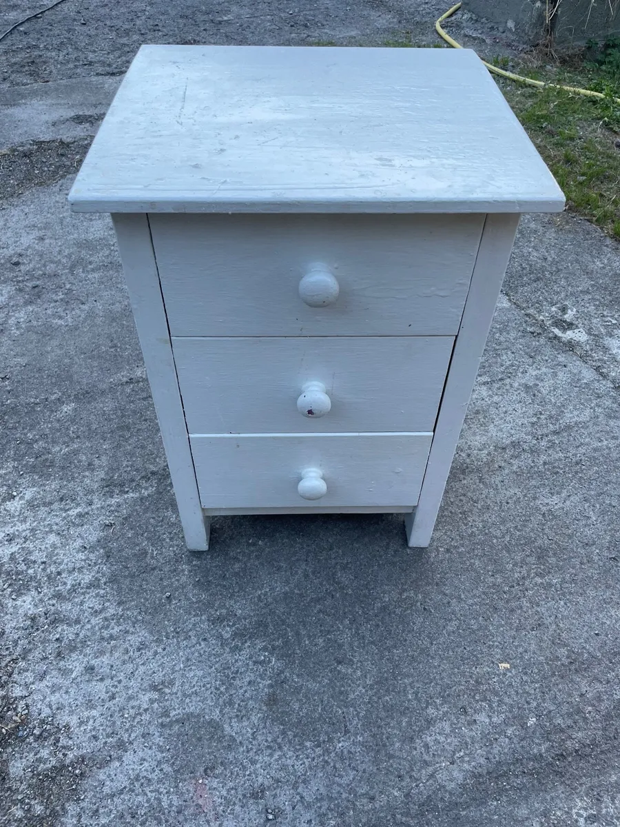 Bedside locker, wood painted white - Image 1