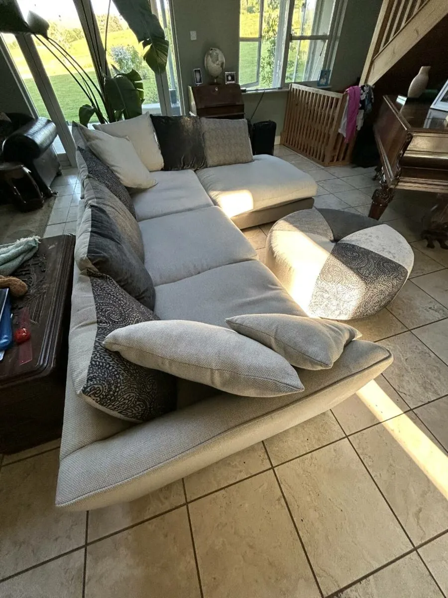 L shaped sofa and foot rest - Image 2