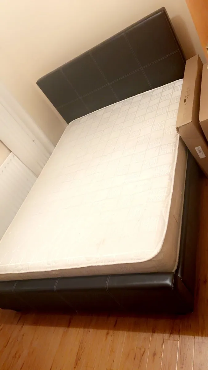 Double bed leather & Mattress - Image 1