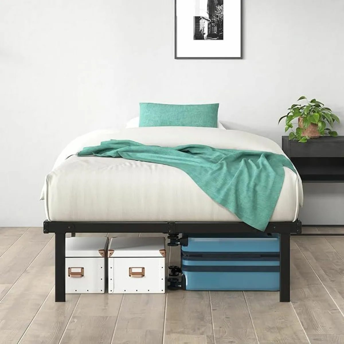 Single Bed frame 90x190 cm Underbed storage Black - Image 1