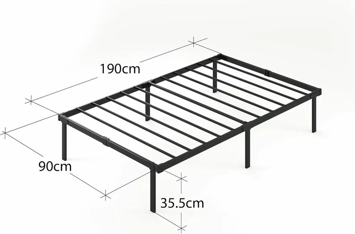 Single Bed frame 90x190 cm Underbed storage Black - Image 4