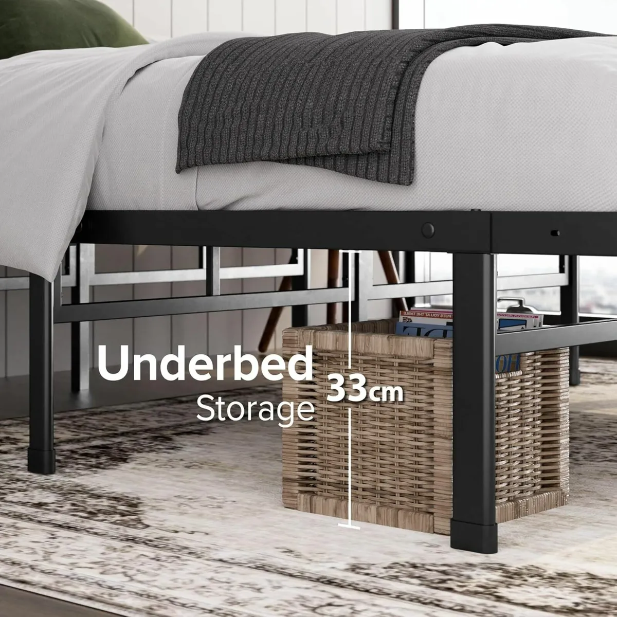 Single Bed frame 90x190cm storage Black - Image 4