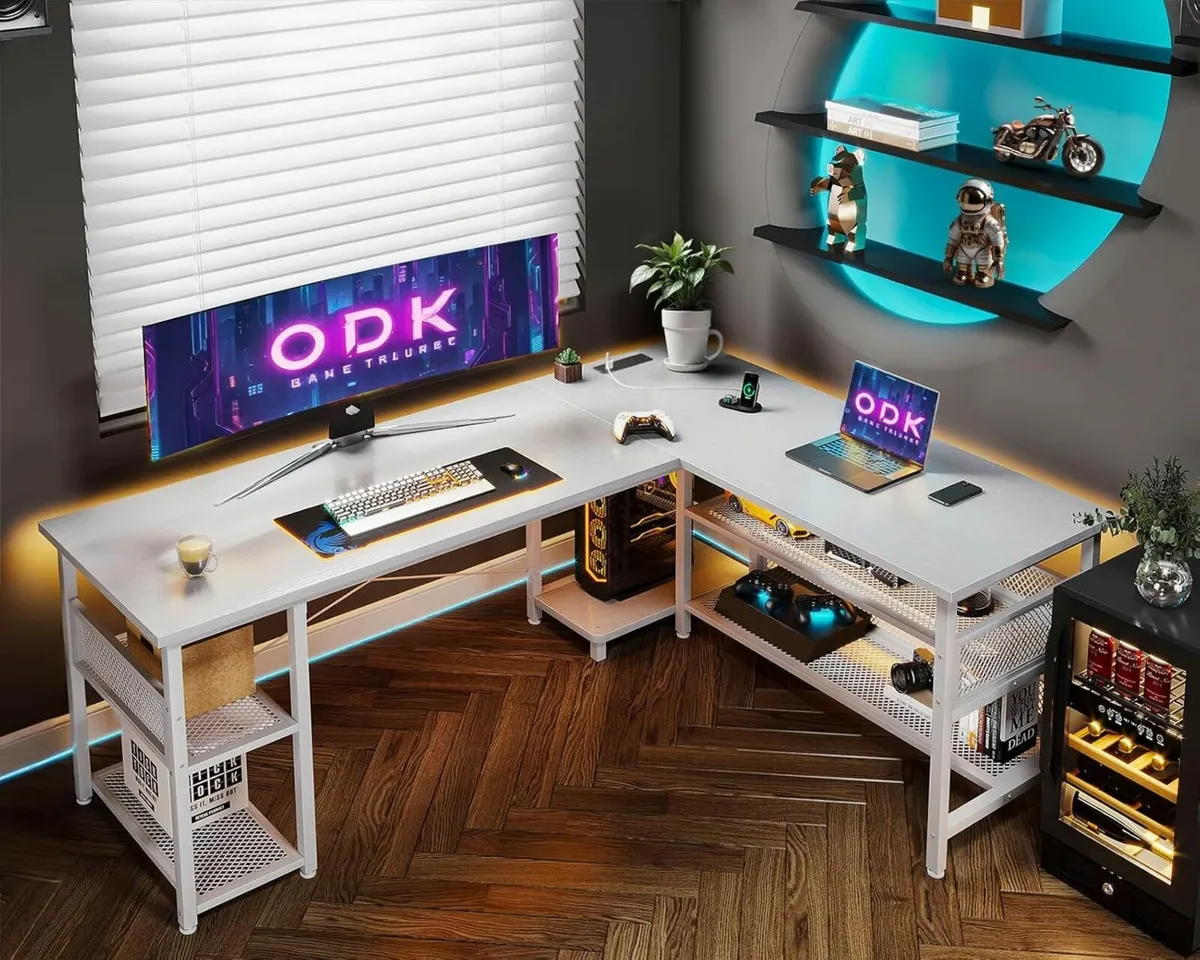 Gaming Desk 168x120cm Computer desk Office White - Image 1