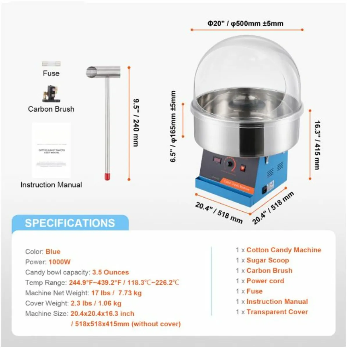 1000W Commercial Electric Cotton Candy Floss Maker - Image 2